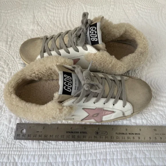 Golden Goose Super-Star Sabot Shearling Sneakers White Pink Star Women’s 7 - Picture 7 of 8